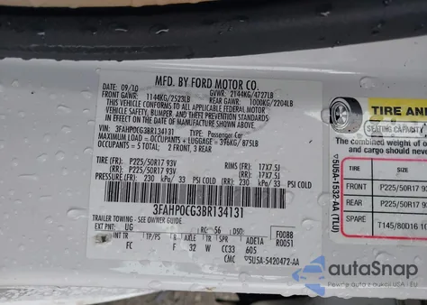 2011 Ford Fusion Sel from USA, damaged, VIN 3FAHP0CG3BR134131